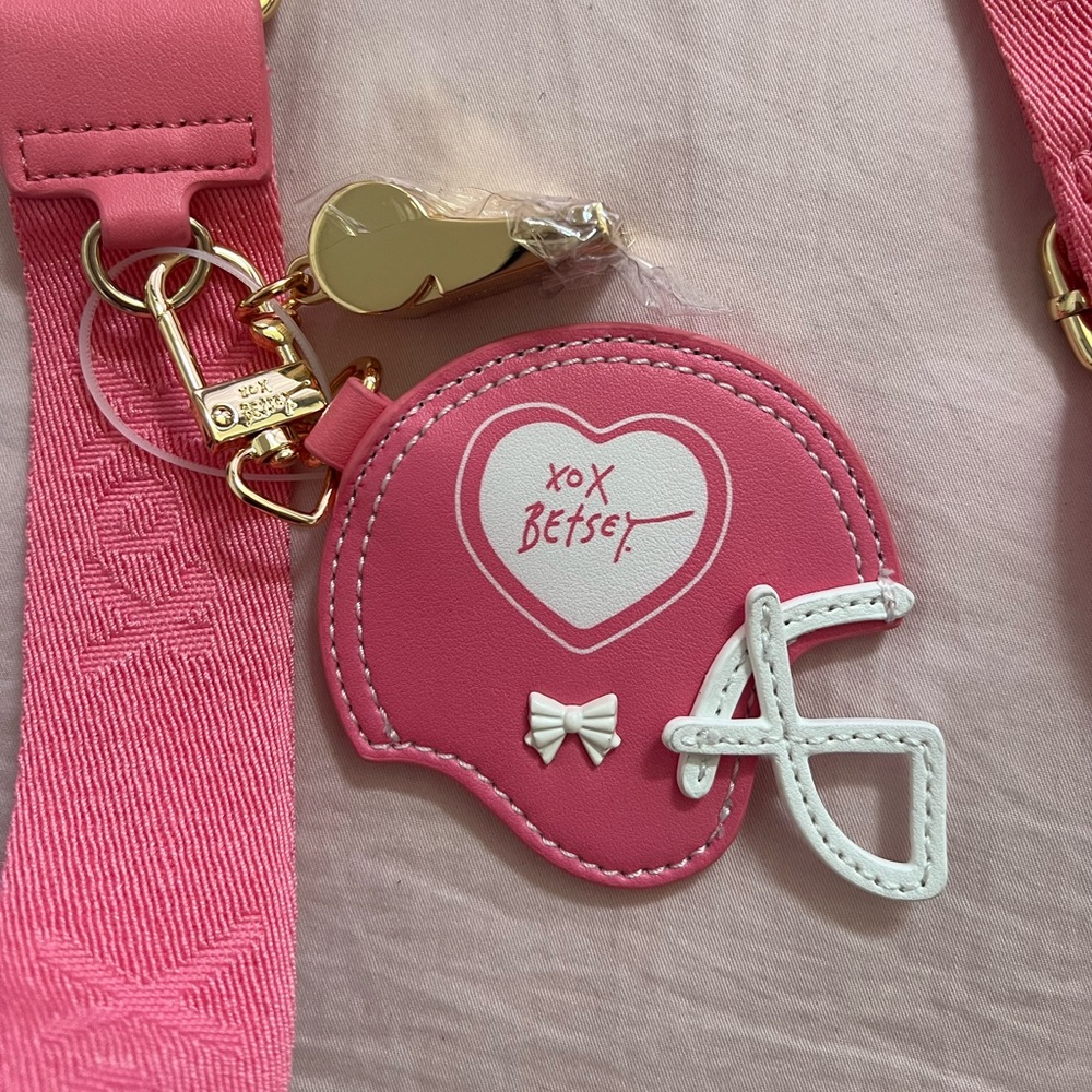 Betsey Johnson Pink and Brown Game Day Coquette Football Crossbody Bag - Picture 6 of 7